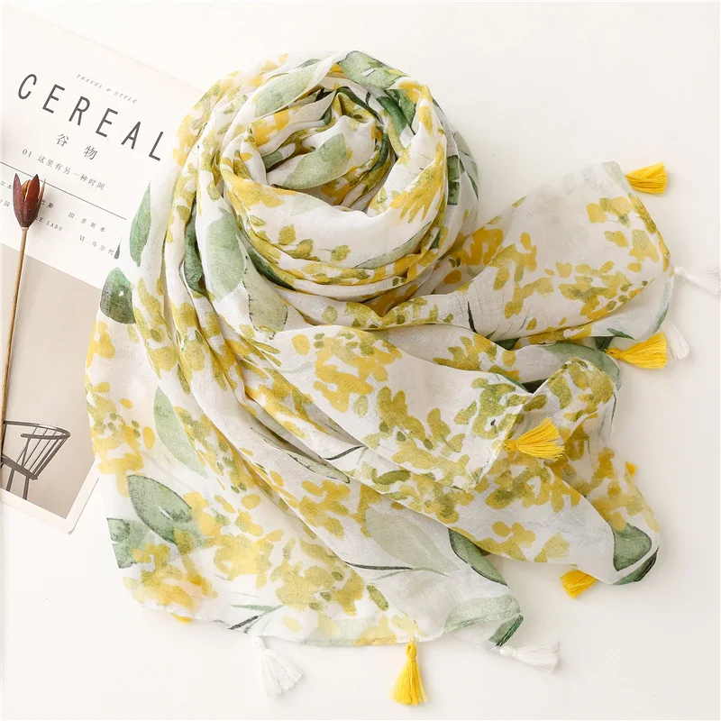 Lightweight Floral Hijab with Fringe — Image 57