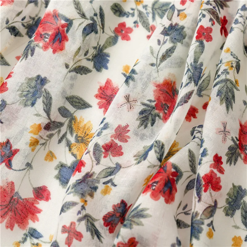 Lightweight Floral Hijab with Fringe — Image 49