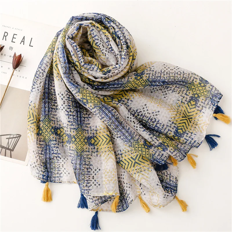 Lightweight Floral Hijab with Fringe — Image 29