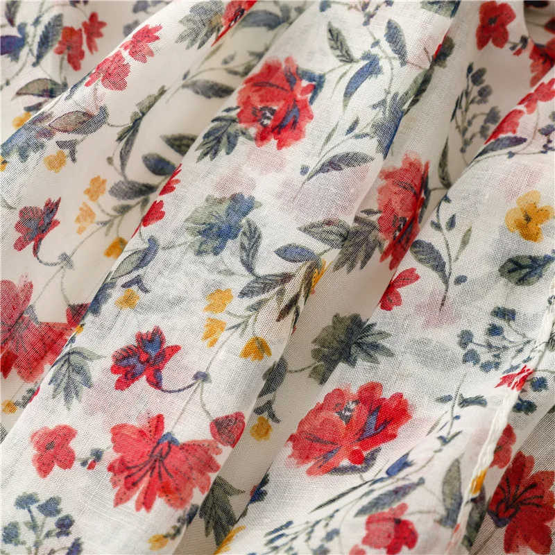 Lightweight Floral Hijab with Fringe — Image 50