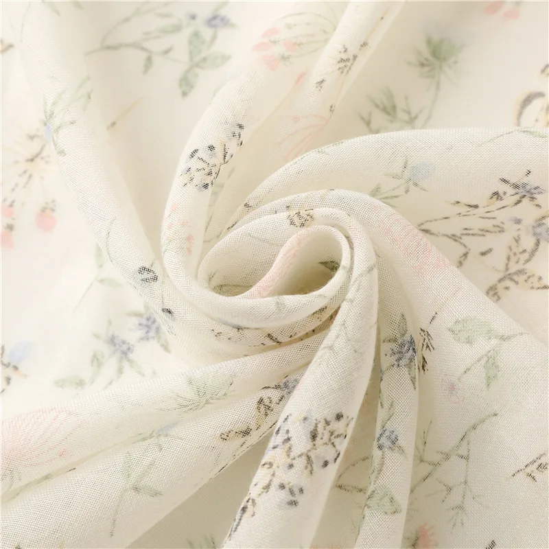 Lightweight Floral Hijab with Fringe — Image 61