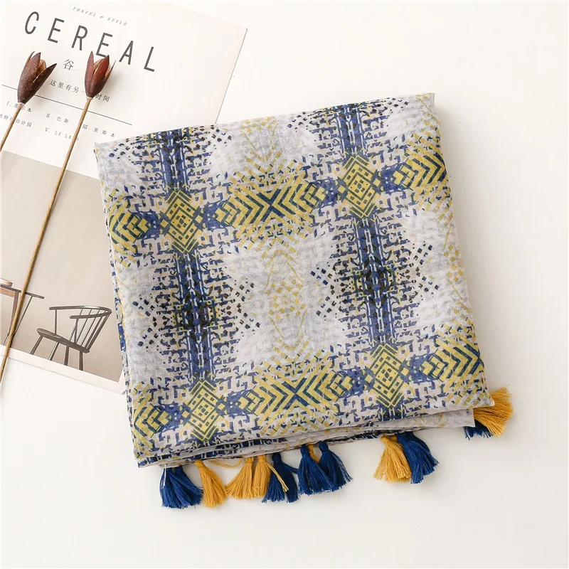 Lightweight Floral Hijab with Fringe — Image 27