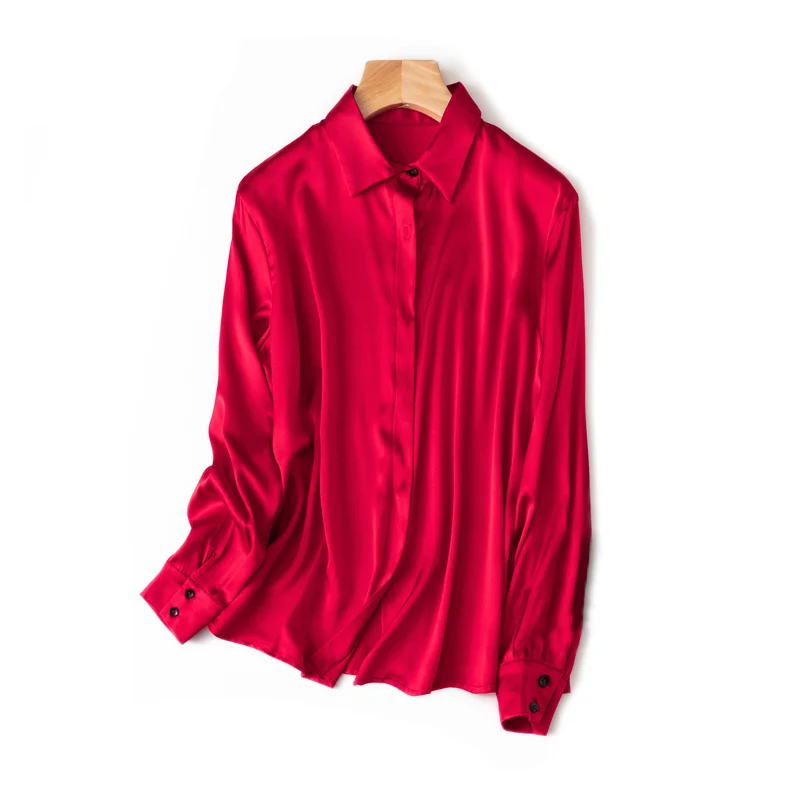 Solid Silk Long Formal Shirt — Image 32