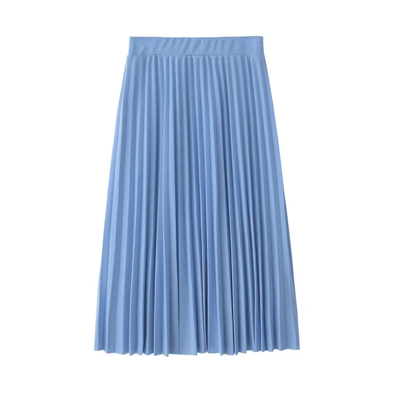 Solid High-Waisted Pleated Skirt — Image 16