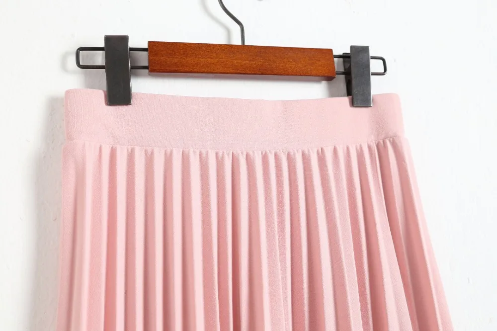 Solid High-Waisted Pleated Skirt — Image 19