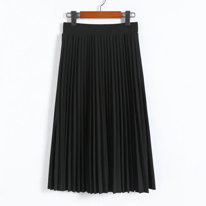 Solid High-Waisted Pleated Skirt — Image 15