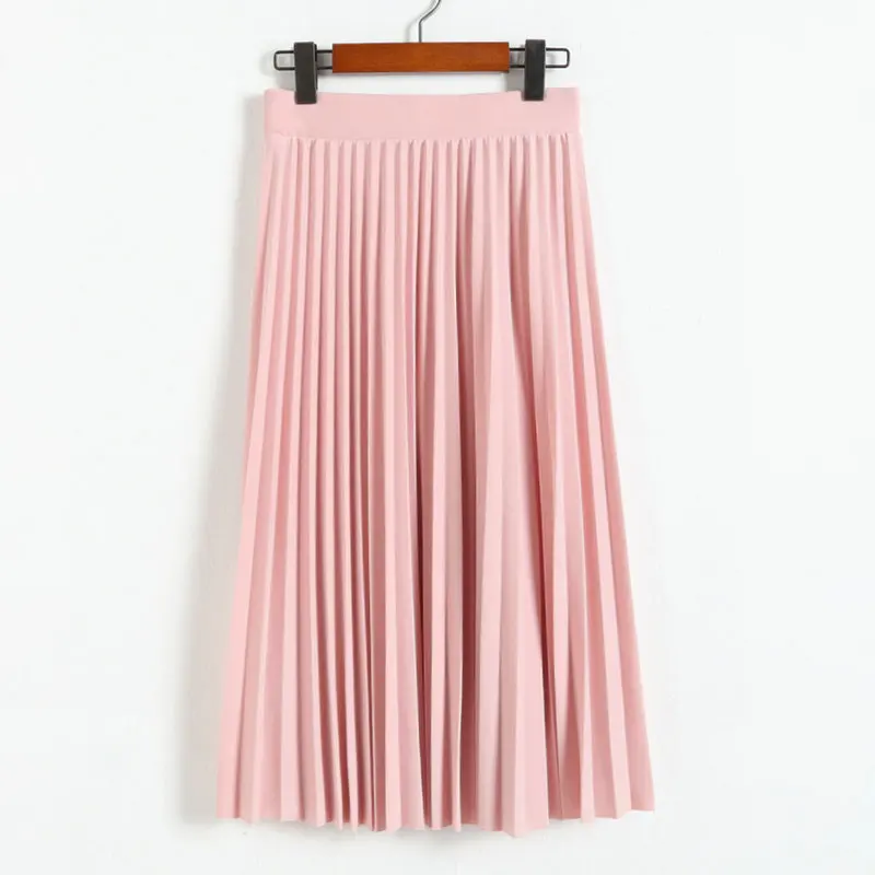 Solid High-Waisted Pleated Skirt — Image 18