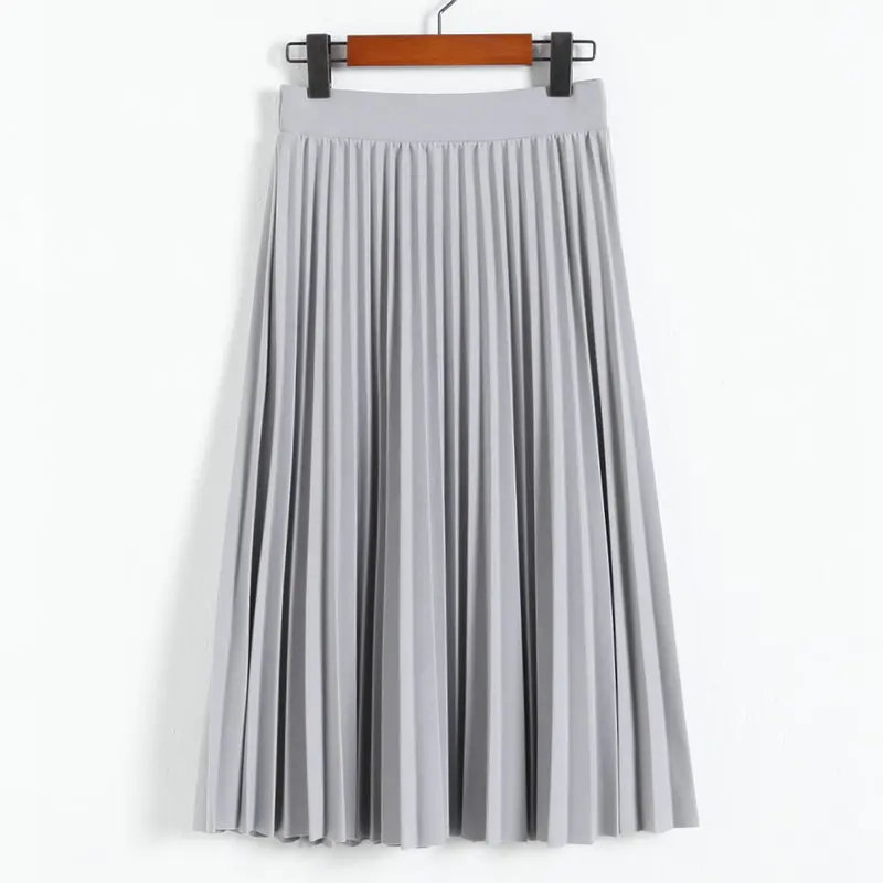 Solid High-Waisted Pleated Skirt — Image 14