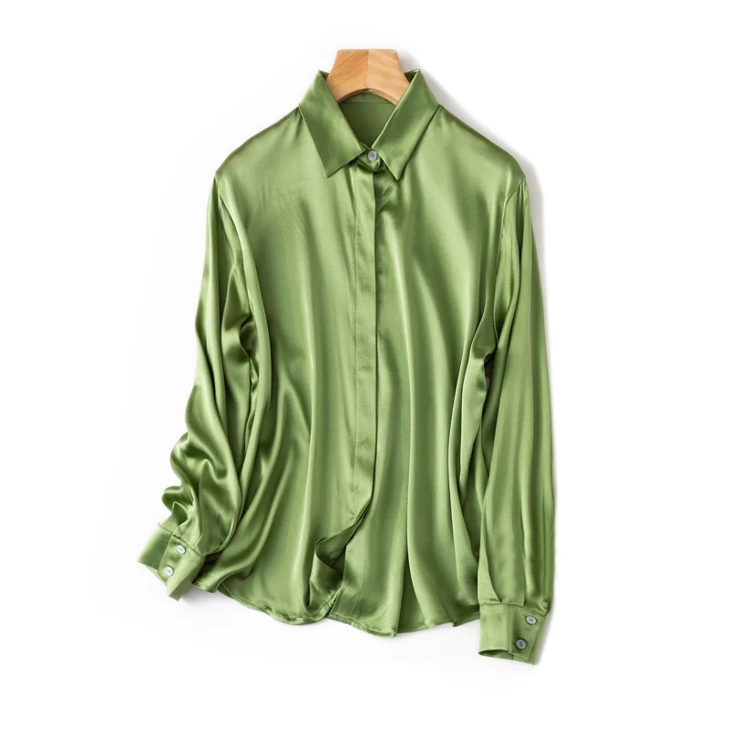 Solid Silk Long Formal Shirt — Image 24