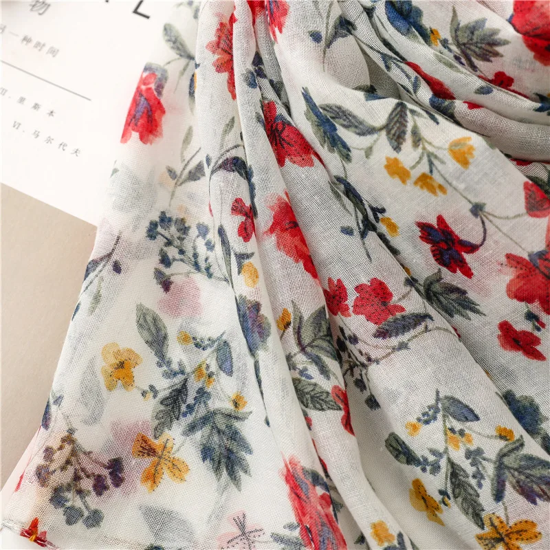Lightweight Floral Hijab with Fringe — Image 51
