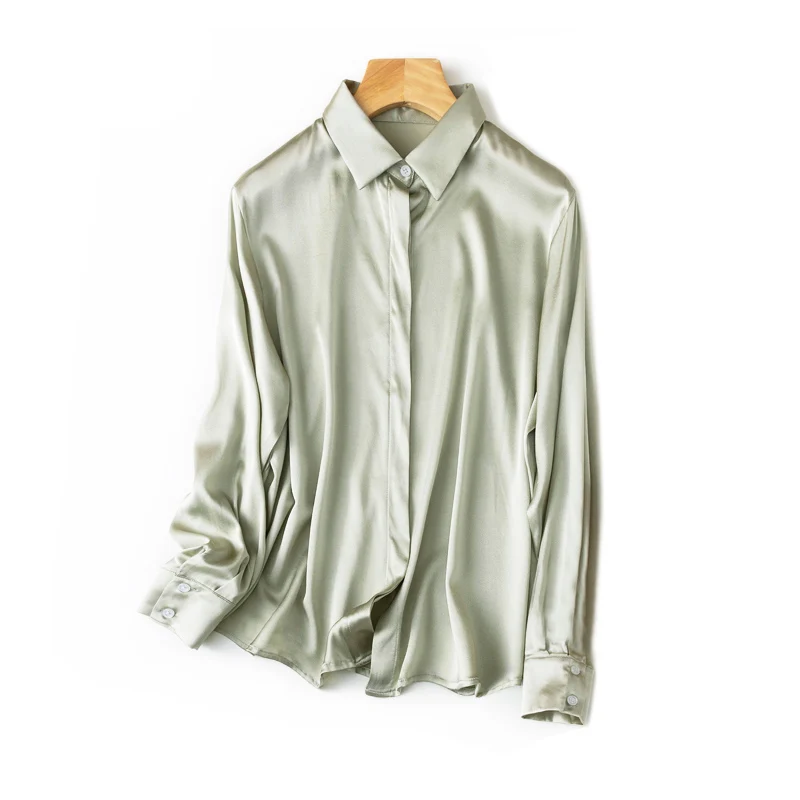Solid Silk Long Formal Shirt — Image 31