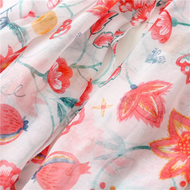 Lightweight Floral Hijab with Fringe — Image 40