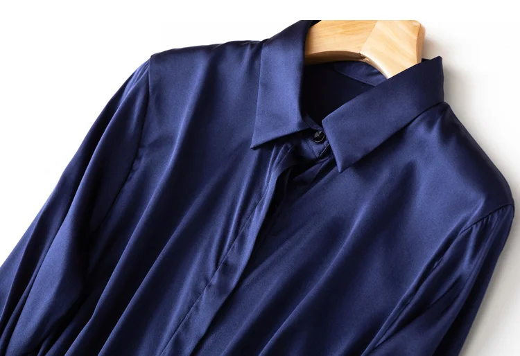 Solid Silk Long Formal Shirt — Image 16