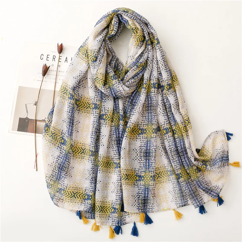 Lightweight Floral Hijab with Fringe — Image 25