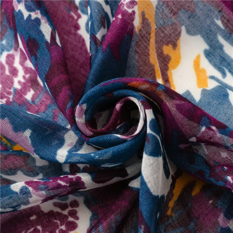 Lightweight Floral Hijab with Fringe — Image 22