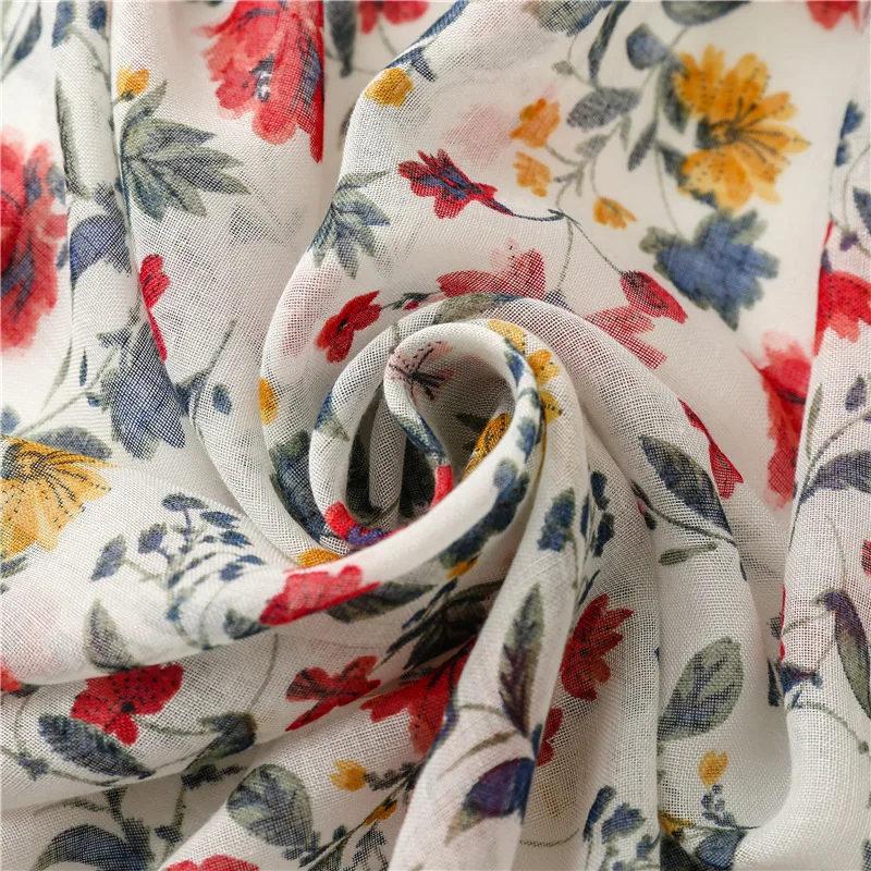 Lightweight Floral Hijab with Fringe — Image 48