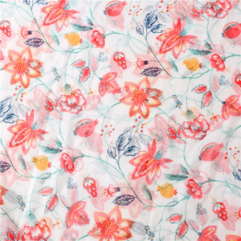 Lightweight Floral Hijab with Fringe — Image 41
