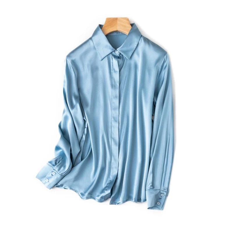 Solid Silk Long Formal Shirt — Image 26
