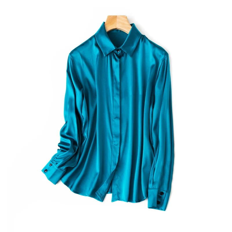 Solid Silk Long Formal Shirt — Image 29