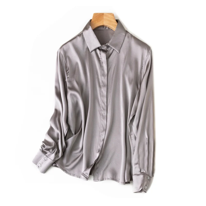 Solid Silk Long Formal Shirt — Image 27