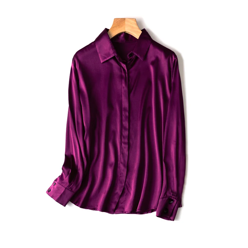 Solid Silk Long Formal Shirt — Image 30