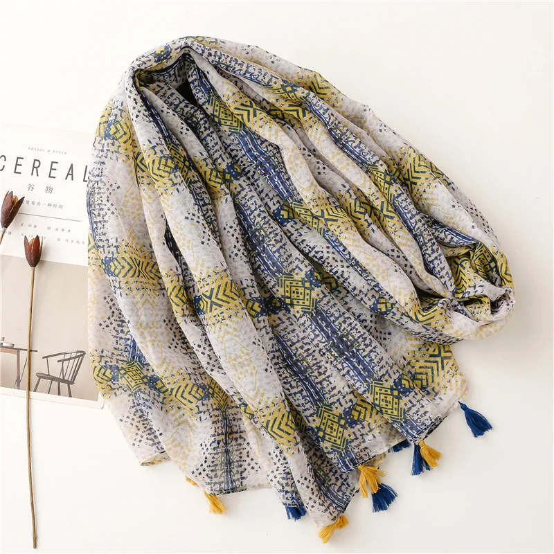 Lightweight Floral Hijab with Fringe — Image 28