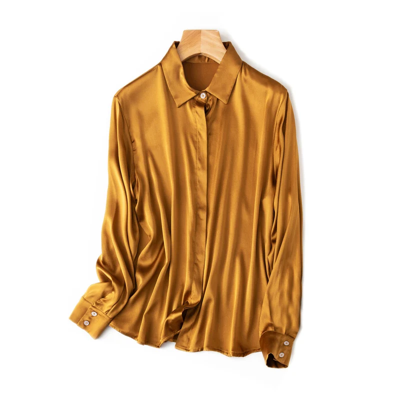 Solid Silk Long Formal Shirt — Image 25