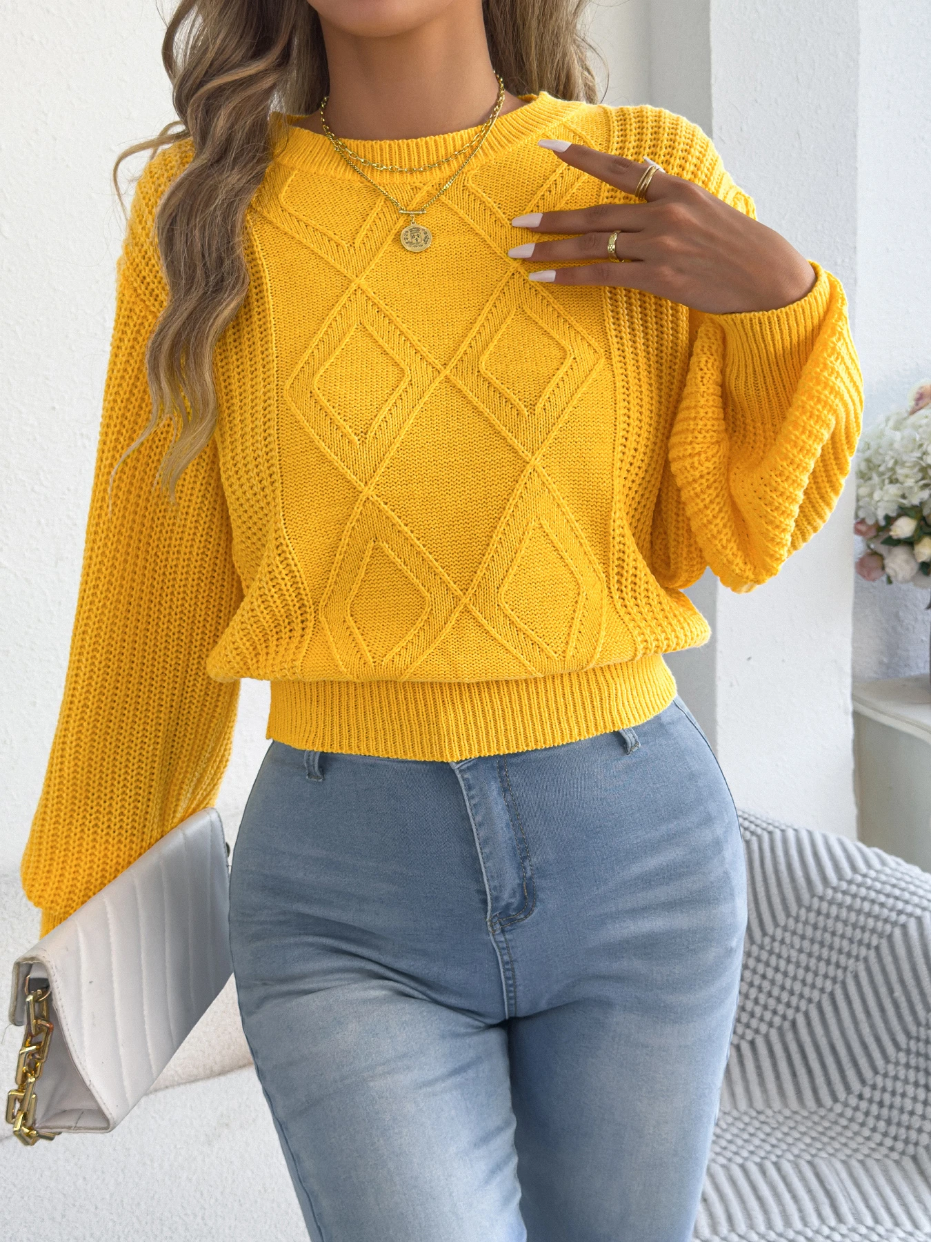 Solid Knitted Long Sleeve Round Neck Cardigan — Image 8