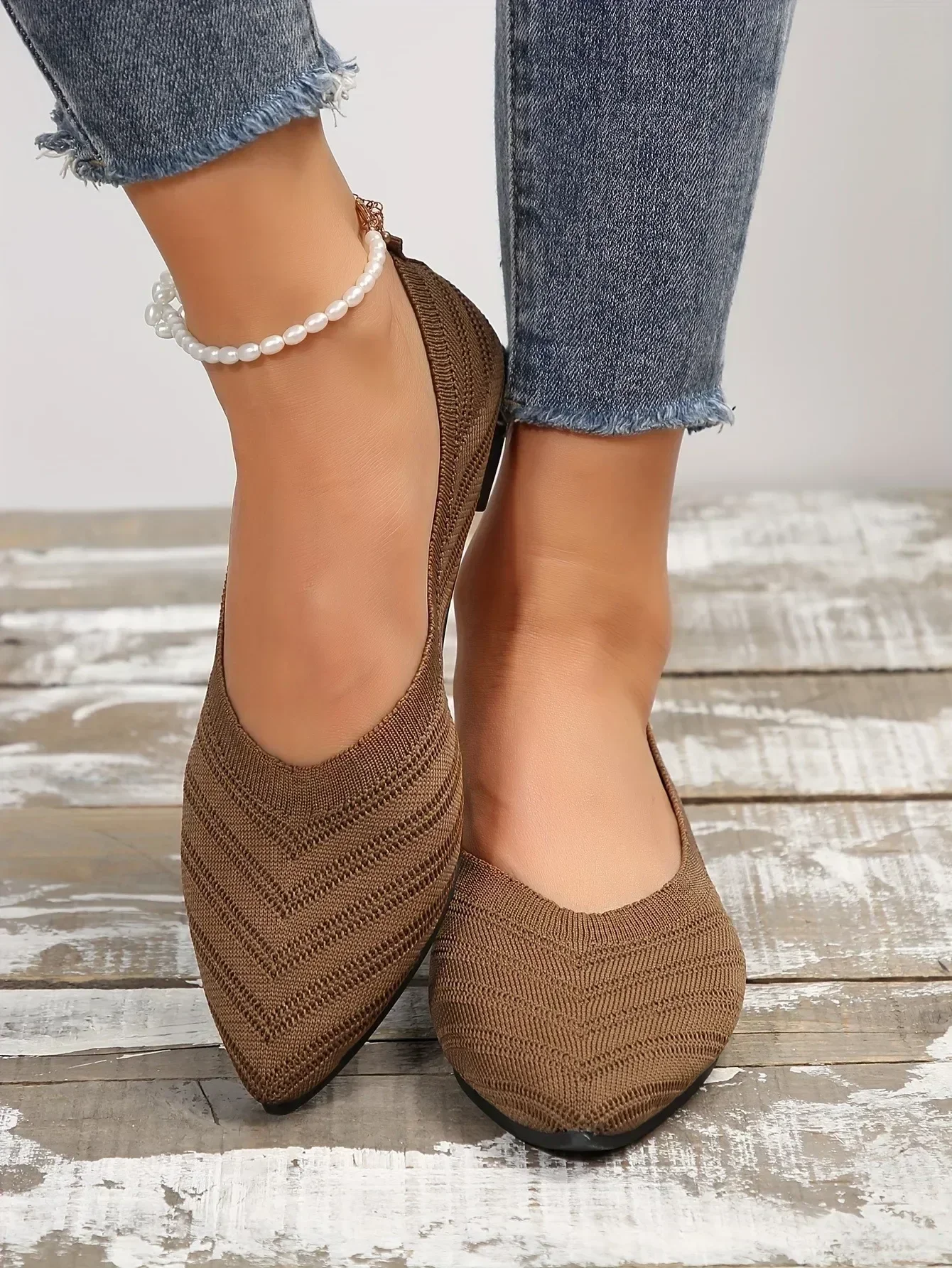 Solid Knitted Pointed-Toe Sandals — Image 35