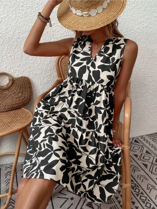 Boho Sleeveless V-Neck Summer Mini Dress — Image 22