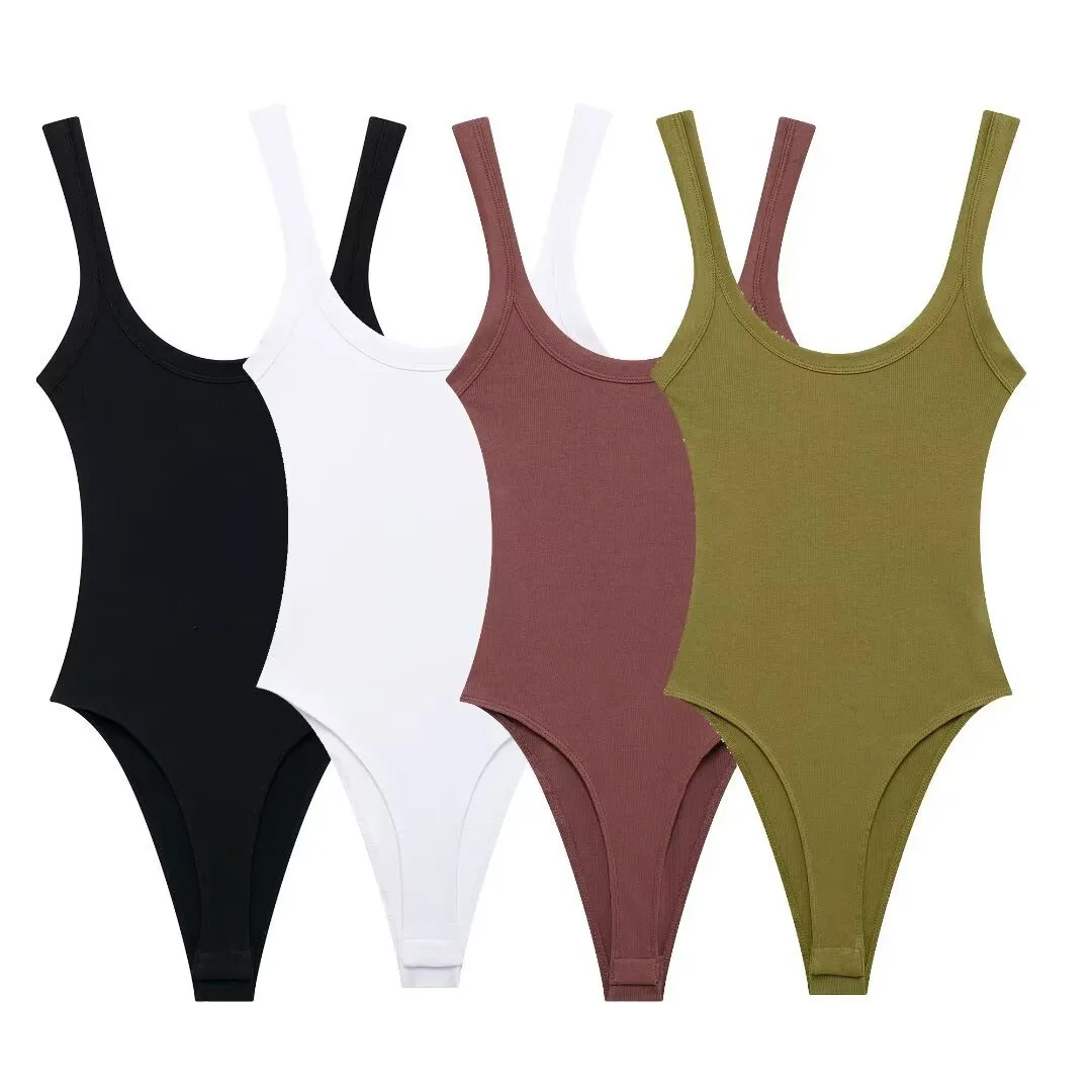 Slim-Fit Ribbed Bodysuit with Buttons — Image 9
