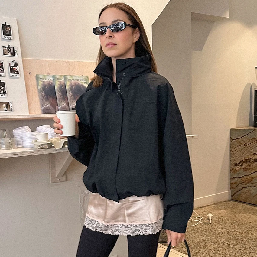 Turtleneck Autumn Jacket with Zipper — Image 13