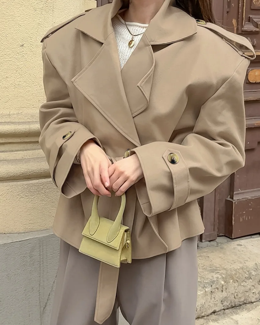 Lace-Up V-Neck Trench Coat — Image 9