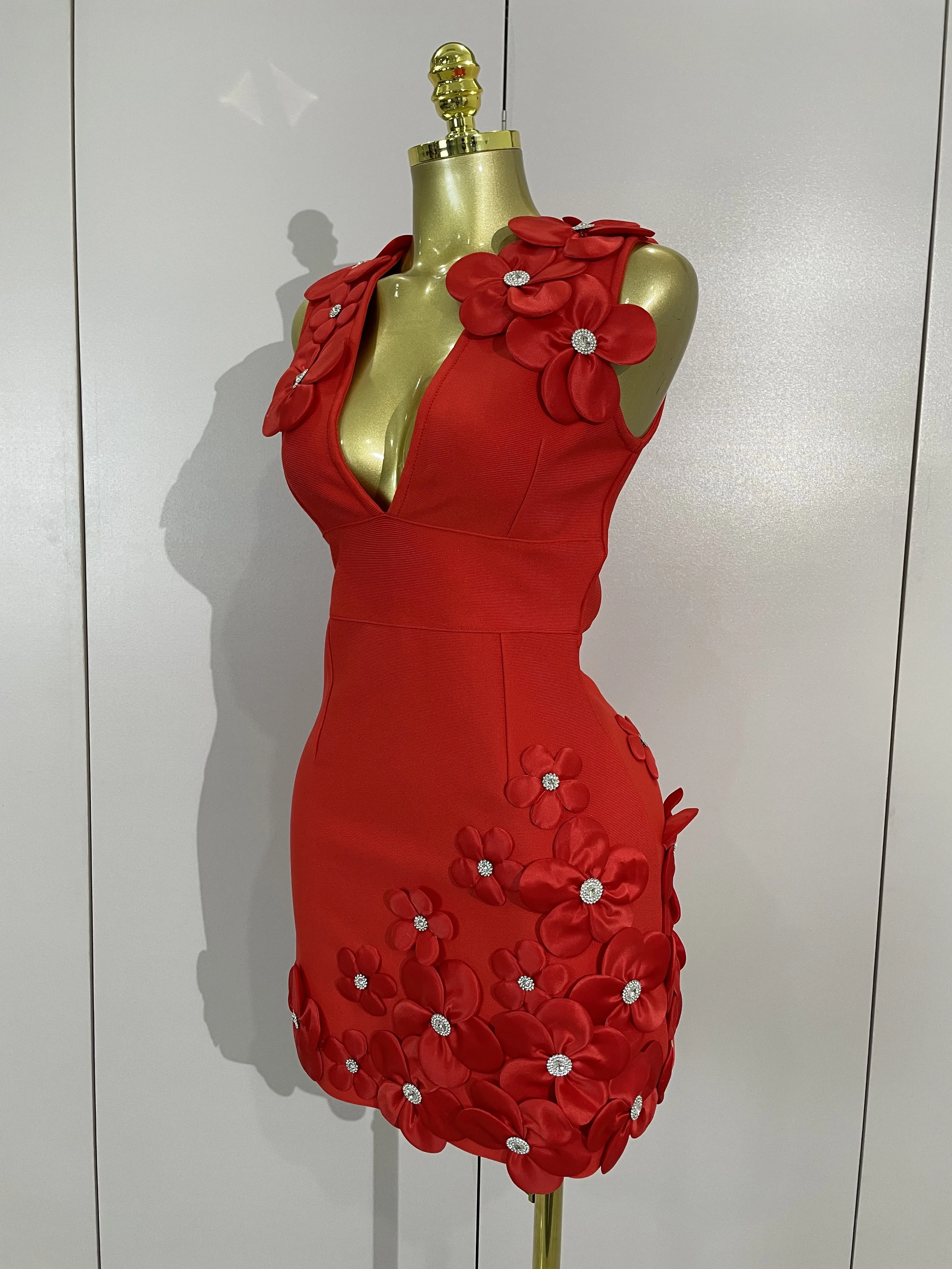 Crystal Sleeveless V-Neck Evening Gown — Image 27