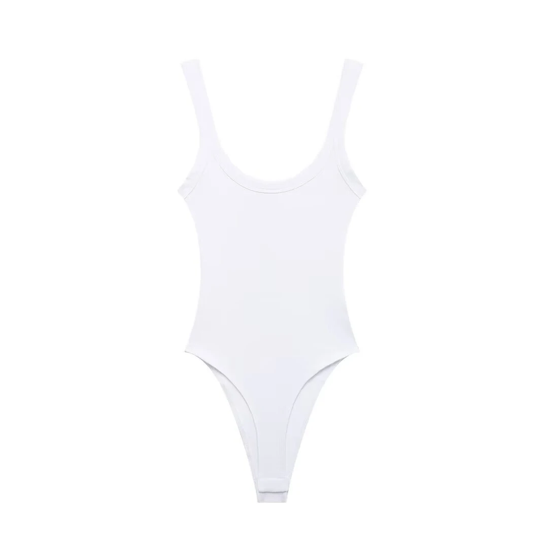 Slim-Fit Ribbed Bodysuit with Buttons — Image 33