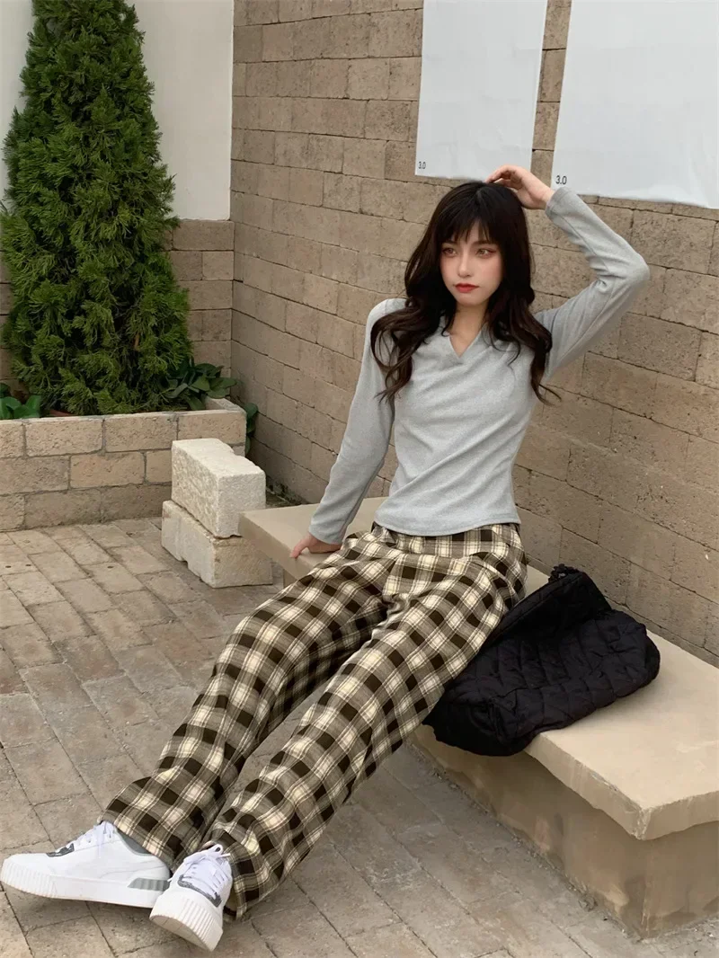 بنطال بنقشة كاروه سميك دافئ — صورة 36