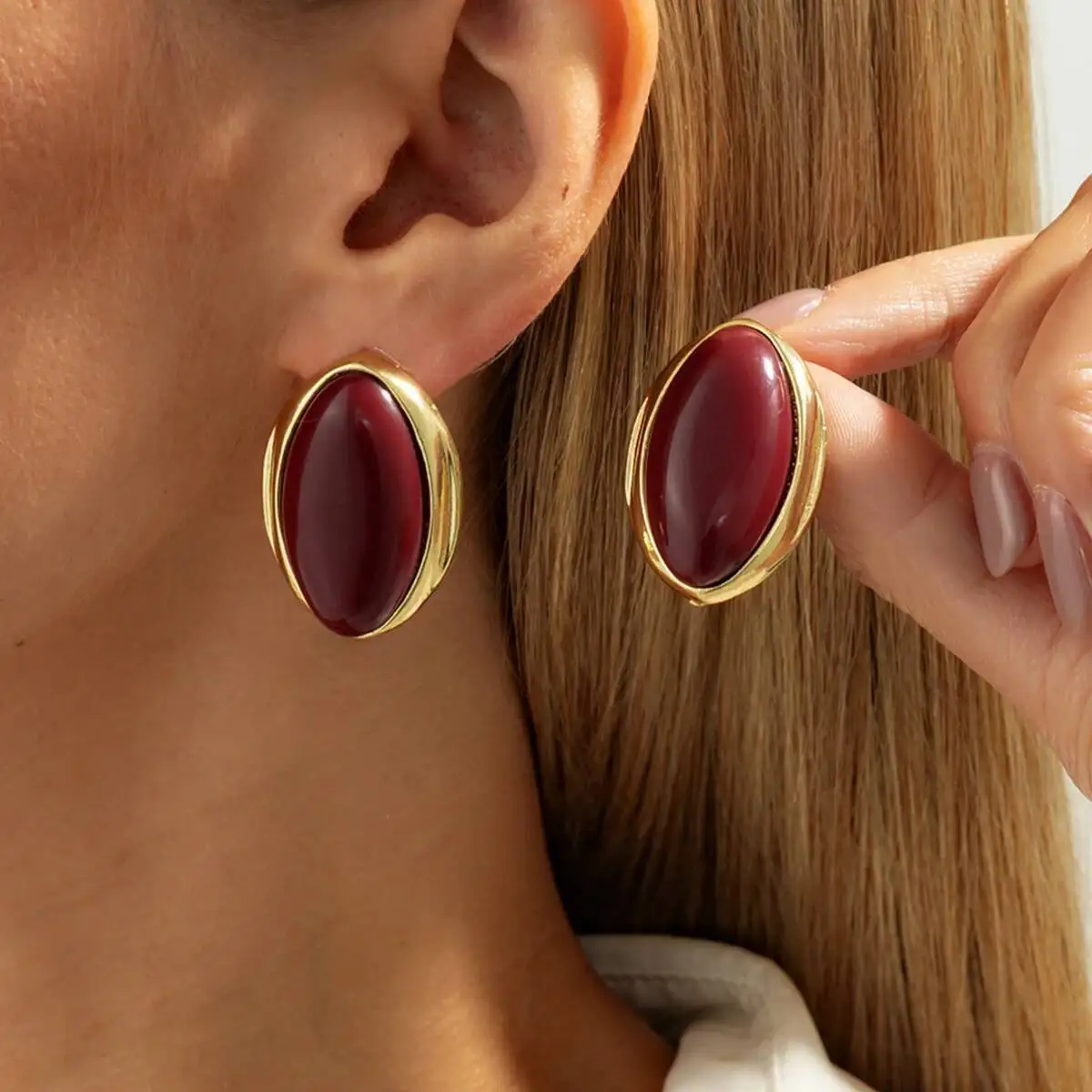 Vintage Oval Earrings — Image 2