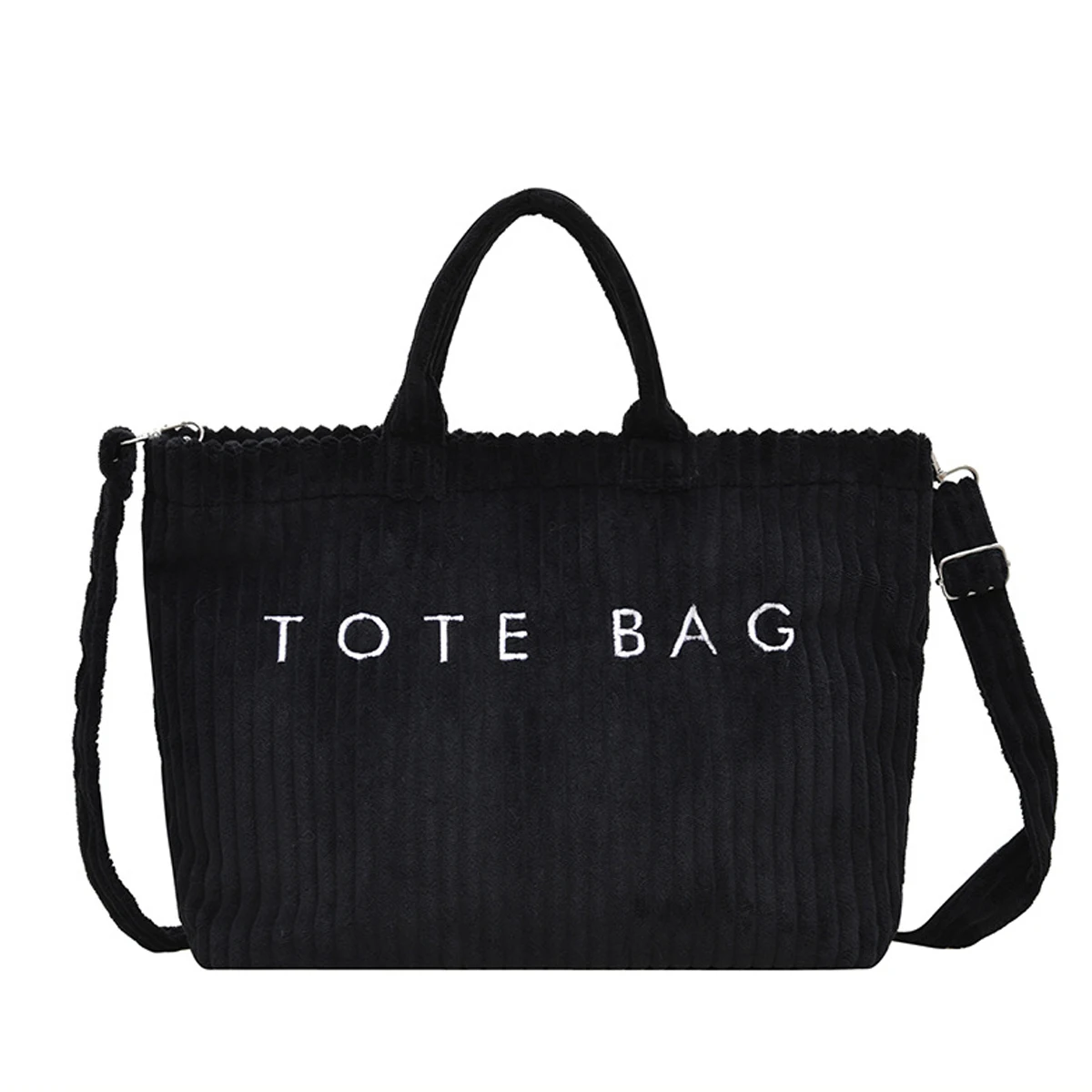 Large-Capacity Striped Velvet Shoulder Bag — Image 5