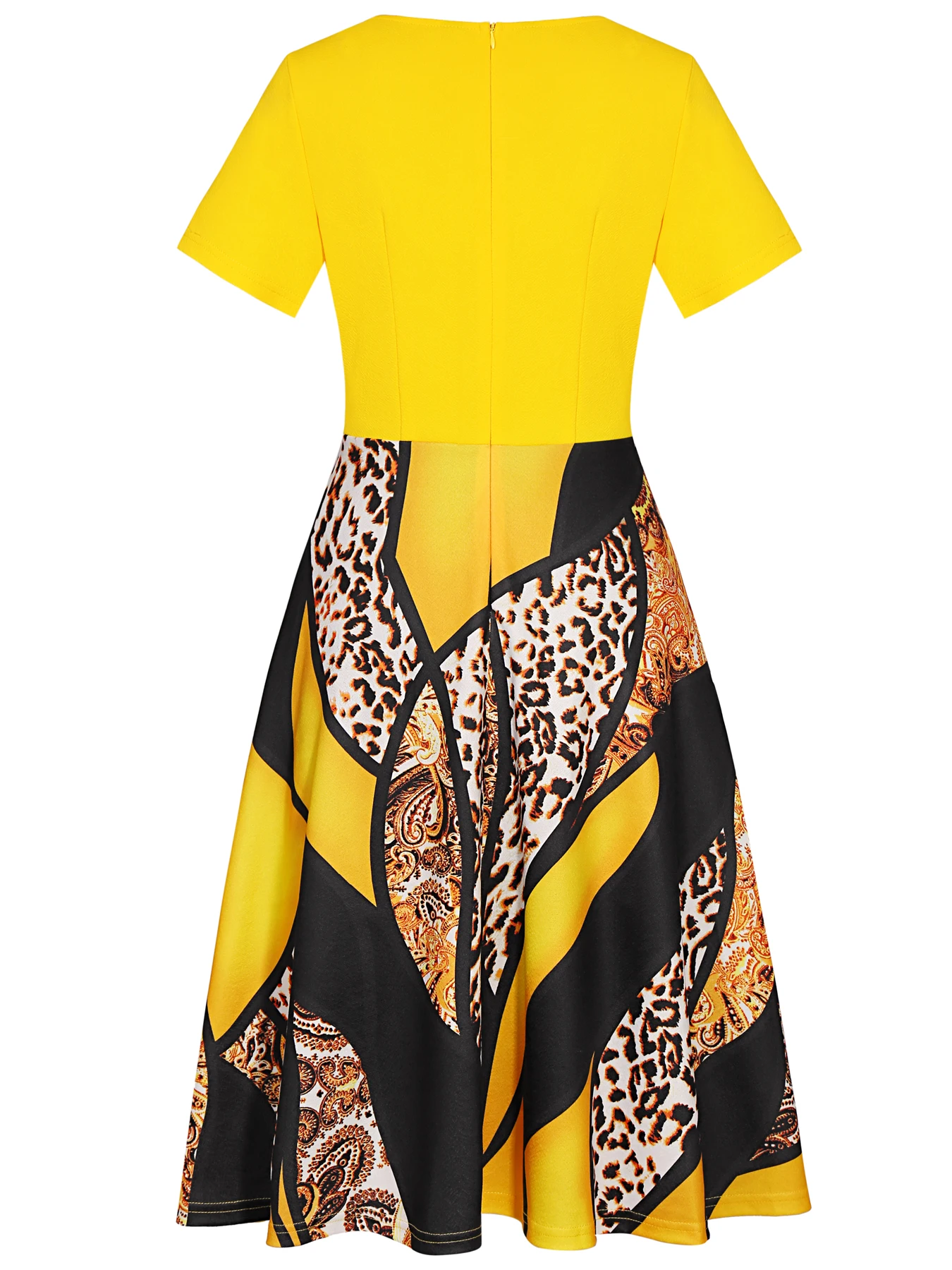 Elegant Floral Short Sleeve A-Line Formal Dress — Image 8