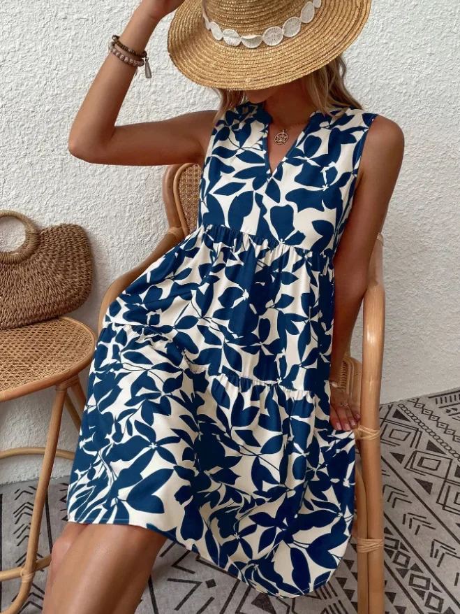Boho Sleeveless V-Neck Summer Mini Dress — Image 10