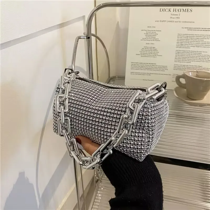 Rhinestone Purse with Chain — Image 10