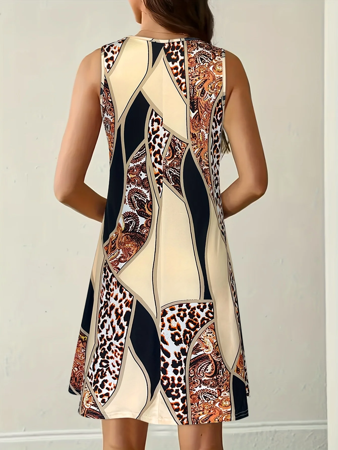 Leopard Print Sleeveless Dress — Image 4