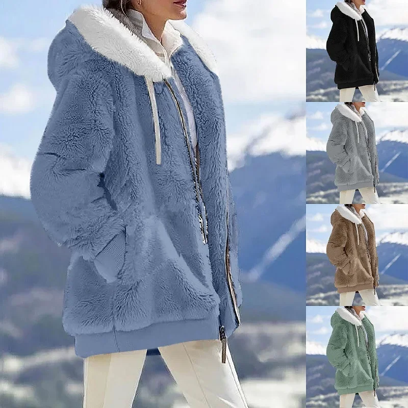 Casual Hooded Winter Coat with Zipper — Image 17