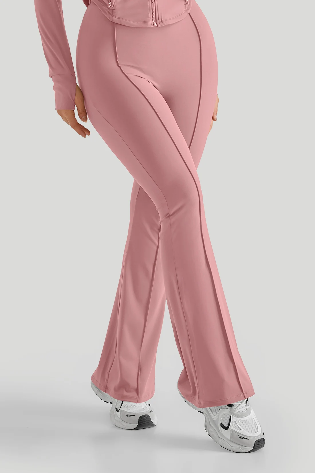 Flared Yoga Pants with Elastic Waist — Image 2