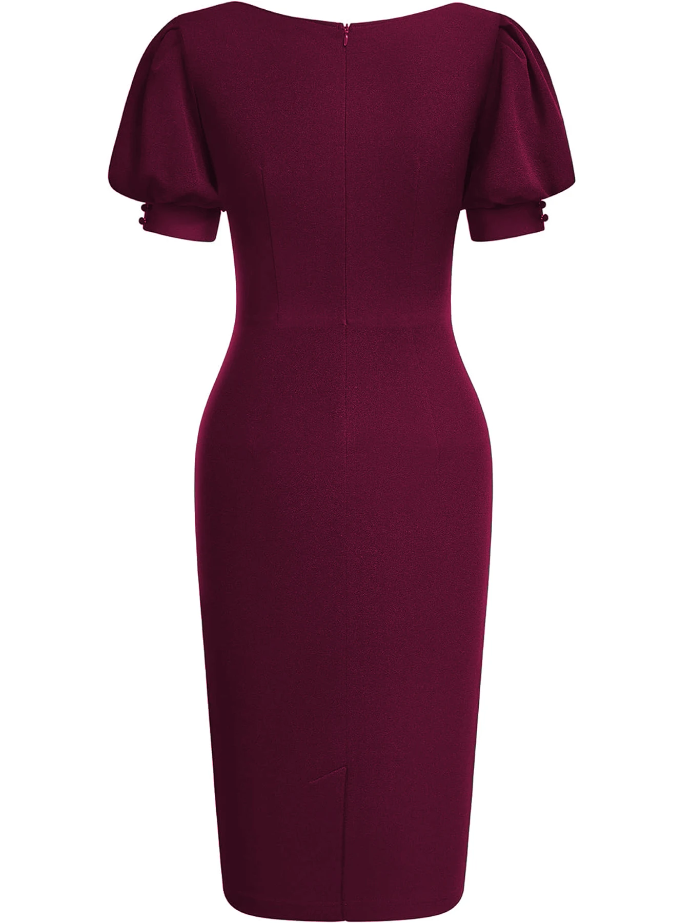 Vintage Puff Sleeve V-Neck Formal Dress — Image 13