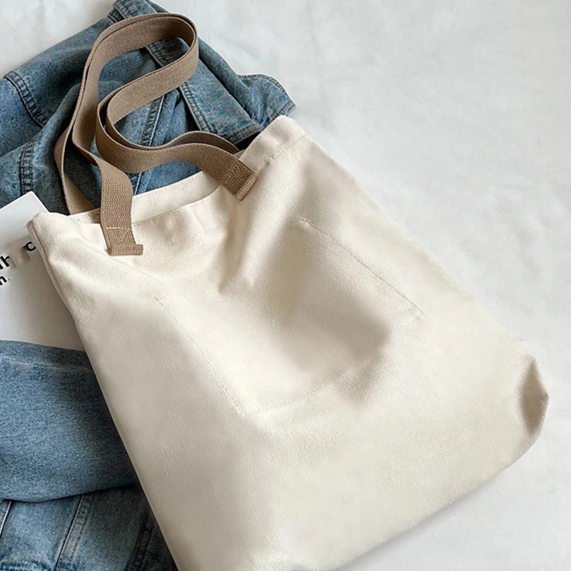 Casual Solid Canvas Tote Bag — Image 7