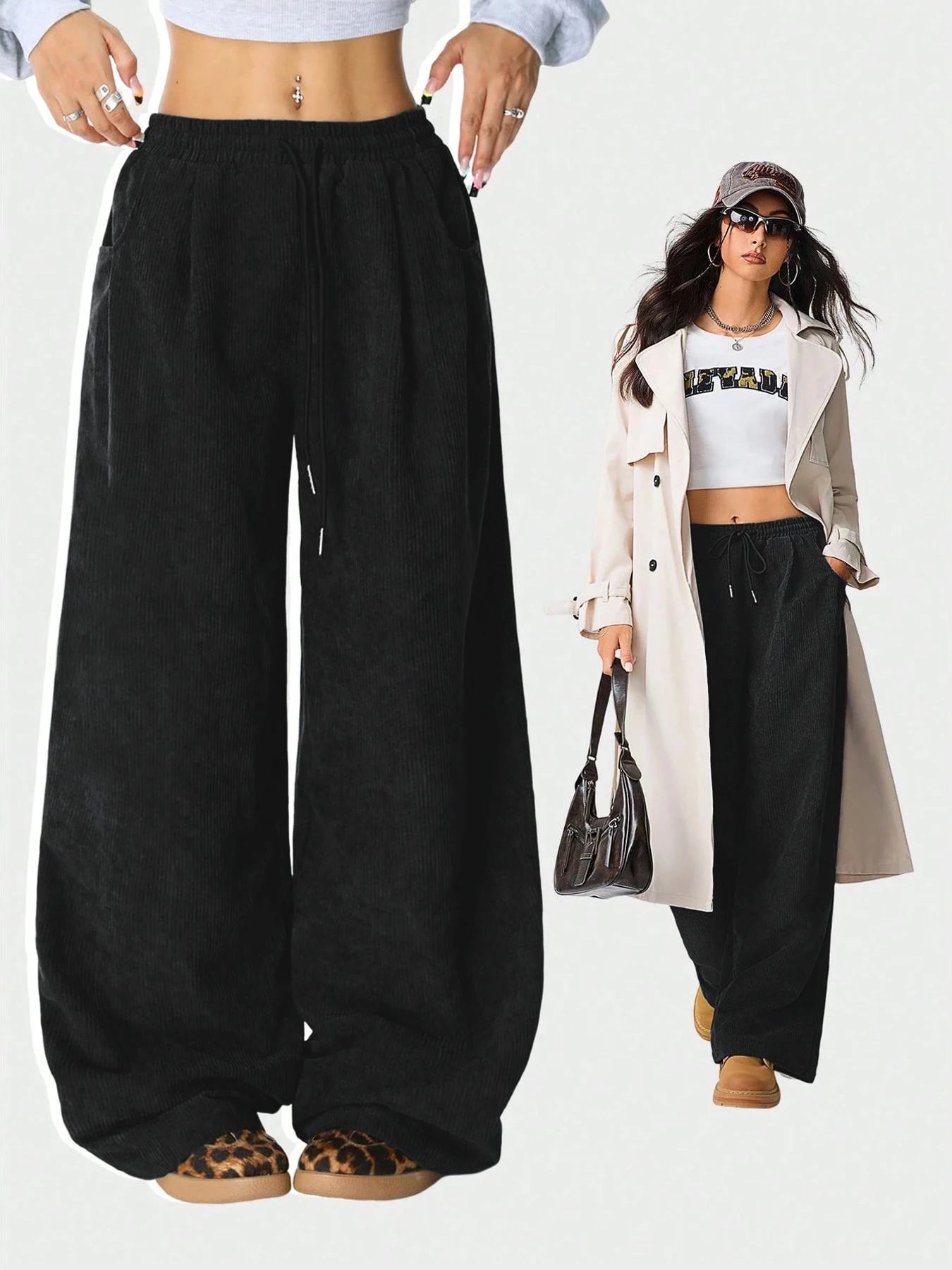 Retro Cargo Pants with Drawstring — Image 2