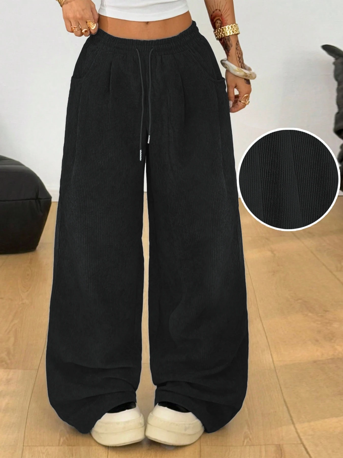 Retro Cargo Pants with Drawstring — Image 4