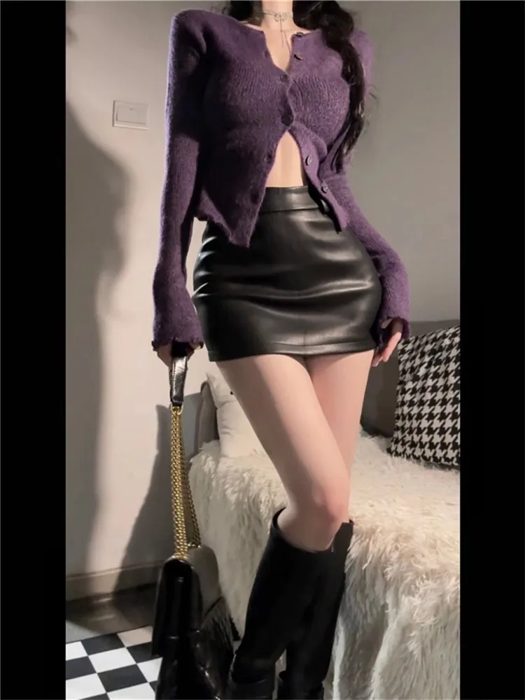 Leather High-Waisted Mini Skirt — Image 9