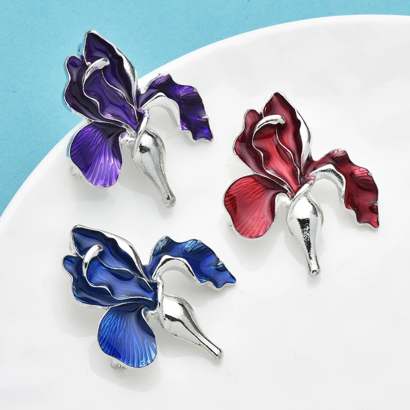 Enamel Orchid Brooch — Image 5